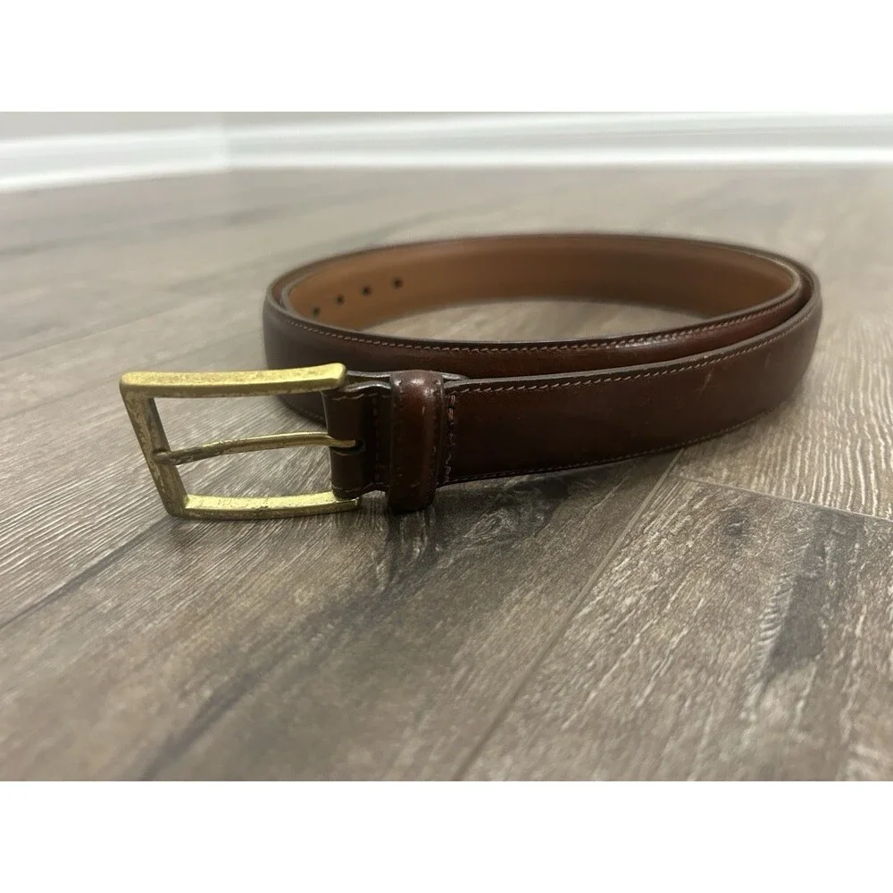 Brooks Brothers Brown Leather Belt 40/100 Brass Buckle 1.25” Made in USA
